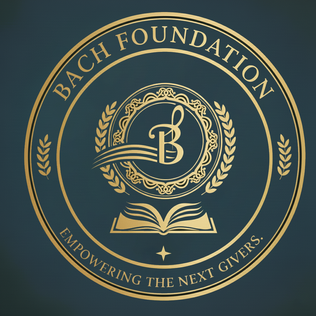 The Bach Foundation Logo – Gold circle on dark green background